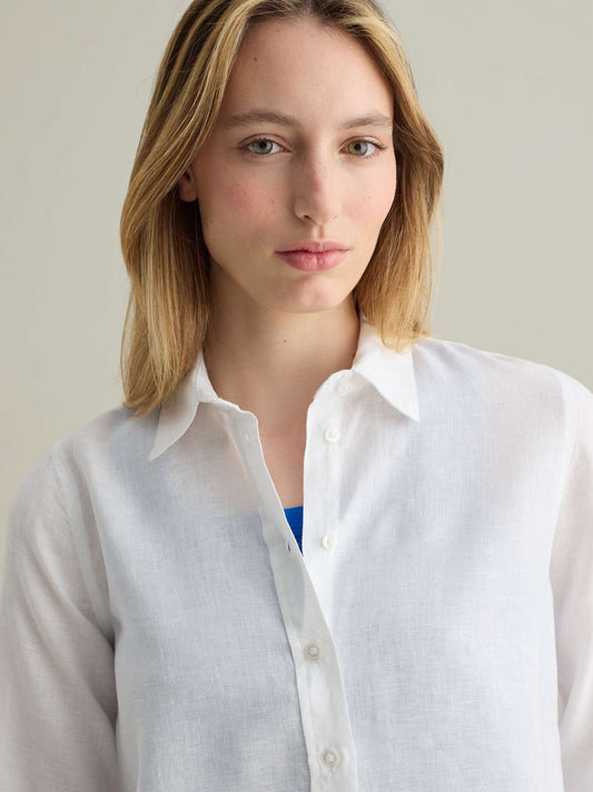White regular-fit shirt in linen